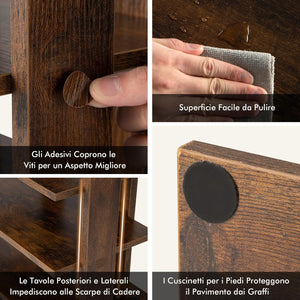 Scarpiera Verticale a 7 Livelli, Organizer per Scarpe in Stile Retrò, con Pannello Rimovibile, Scaffale per Scarpe per Corridoio Ingresso Armadio, 45x25x110 cm (Marrone)