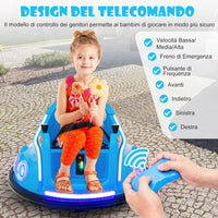 12V Autoscontro Elettrico per Bambini, Macchina Elettrica per Bambini con Design Girevole a 360° Telecomando Luci Musica, Macchina Cavalcabile per Bambini 37-96 Mesi (Blu)