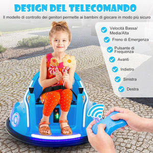 12V Autoscontro Elettrico per Bambini, Macchina Elettrica per Bambini con Design Girevole a 360° Telecomando Luci Musica, Macchina Cavalcabile per Bambini 37-96 Mesi (Blu)