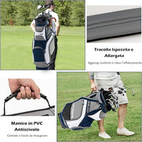 Borsa da Golf Portatile con 14 Divisori Superiori a Tutta Lunghezza, 7 Tasche con Cerniera, Cappuccio Antipioggia, Tracolla, Manico e Portaombrelli, Ideale per Uomini e Donne (blu e grigio)