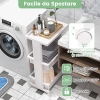 COSYTWAY Carrello da Cucina a 3 Piani, Carrello Portaoggetti in Plastica con Ruote Bloccabili, con Piano d'Appoggio, Carrello da Servizio Multifunzionale per Ufficio Cucina