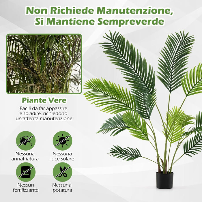 Set di 2 Piante Artificiali di Palma 90 CM/140 CM, Pianta Finta in Vaso da Interno ed Esterno, Decorazione Moderna per Soggiorno, Veranda, Ufficio e Negozio (140 cm)