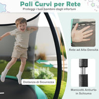 Trampolino Elastico per Bambini e Adulti 244 cm/305 cm/366 cm, Tappeto Elastico da Esterno con Rete di Sicurezza, Scala e Telaio in Acciaio Zincato Antiruggine