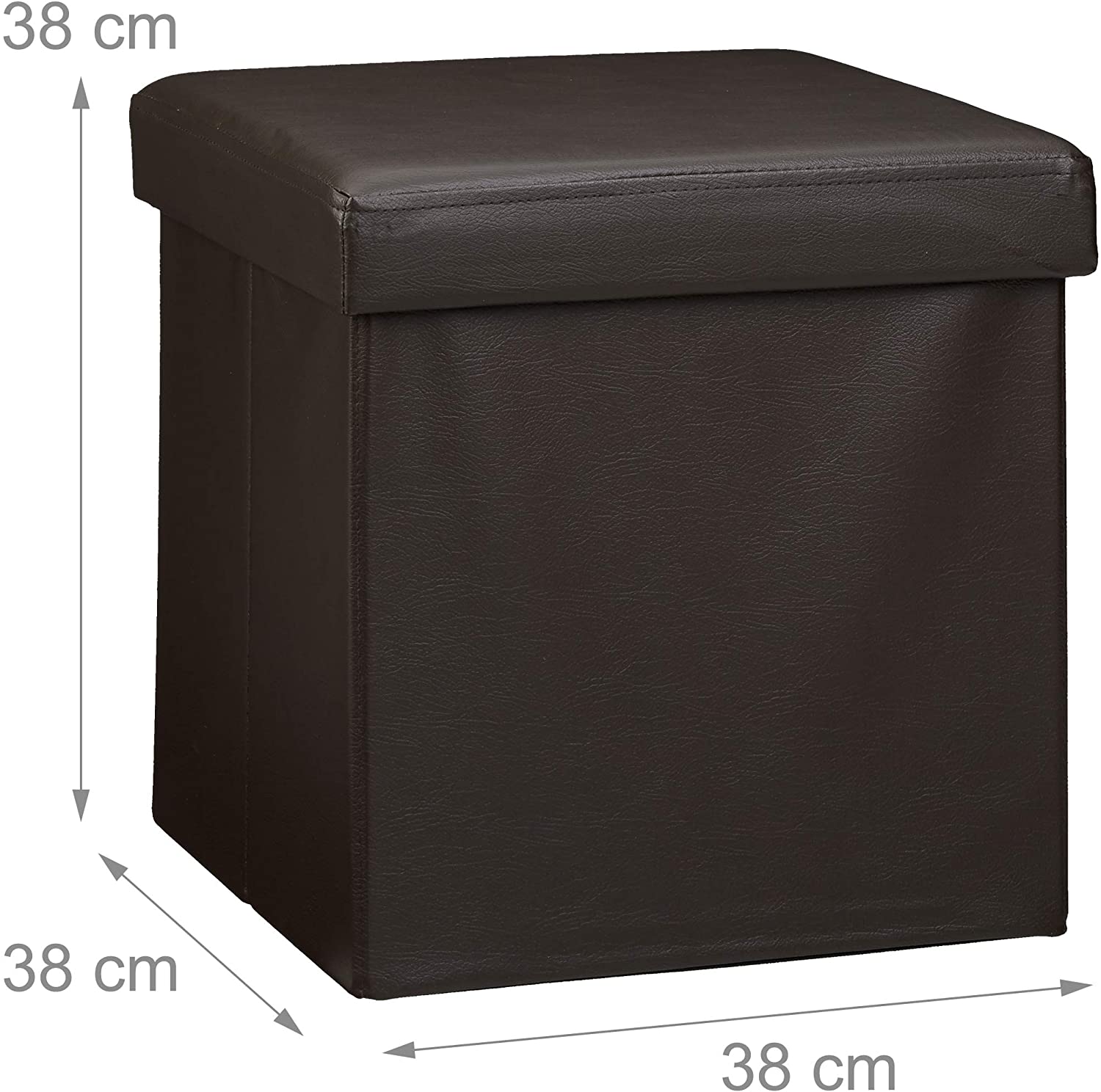 Sgabello pieghevole pouf panca stabile mobile contenitore sintetico 38 cm marrone 13_0002806_5