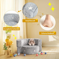 Divano in Schiuma Luminoso al Buio, Divano 2 in 1 per Bambini con Copertura Rimovibile e Lavabile, Poltrona per Bambini 3+ Anni per Cameretta e Soggiorno, 80 x 64 x 40 cm