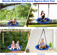 Altalena da Giardino a Nido, Altalena da Giardino per Bambini, con Telaio in Metallo, Regolabile in Altezza: 100-160 cm, Carico Fino a 150 kg (Blu)