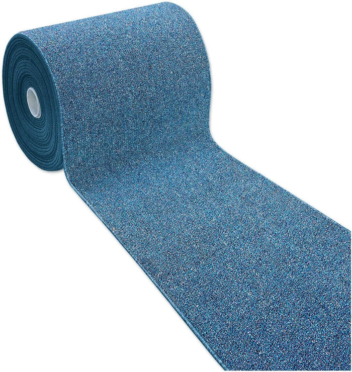Tappeto Cucina 57x360 cm Tessitura Piatta Antiscivolo Multiuso Corsia Corridoio Made In Italy Blu