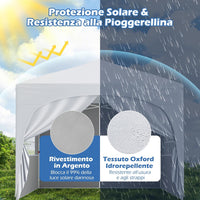 Gazebo Piehevole da Esterno 3 x 3 m, Gazebo Regolabile in Altezza con Pareti Rimovibili, Borsa con Ruote, Picchetti, Ancoraggi, Corde Vento e Sacchi di Sabbia, Tendone per Giardino (Bianco)