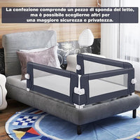 Sponda Letto per Bambini 105/120/150 cm, Barriera di Sicurezza per Neonati, Barriera Letto Pieghevole e Portatile, con Cinghia di Sicurezza (Grigio Scuro, 105 x 38 x 43 cm)