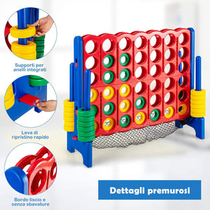 Forza 4 Gigante Mega 4 con Rete, Gioco Familiare da Interno ed Esterno per Bambini ed Adulti, 119 x 42 x 104 cm