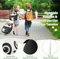 2 Pezzi Valigia per Bambini con Maniglia Retrattile + Zaino Bagaglio a Mano, con ruote girevoli a 360 ° (panda)