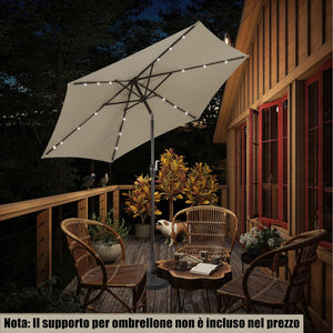 Ombrellone da Giardino con Led Luci ?270 cm, Parasole da Esterno Ombrello da Spiaggia (marrone)