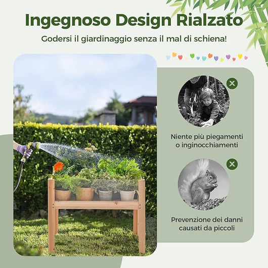 Fioriera Rialzata da Giardino 50/130 L, Orto Rialzato con Gambe, Fori di Drenaggio e Pannelli in Acrilico, Aiuola Rialzata per Ortaggi, Fiori e Piante (75 x 46 x 61 cm)