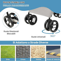 Passeggino per Cani Pieghevole 3 in 1, Carrello per Animali Domestici con Tettuccio Regolabile e Cesto, Trasportino a 4 Ruote per Cani di Piccola e Media Taglia (Azzurro)