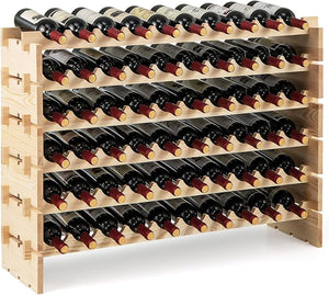 Cantinetta Portabottiglie Vino, Portabottiglie di Vino da 60 Bottiglie a 6 Ripiani, Scaffale Portavino da Terra per Cucina, Cantina e Ristorante (60 Bottiglie)