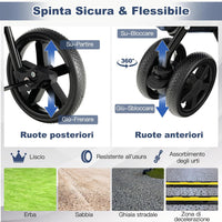 Passeggino per Cani Pieghevole, Carrozzina per Cani Multifunzionale 4 in 1 a Doppio Livello, Passeggino Smontabile con Ruote, Ideale per Passeggiata Viaggio e Shopping (Blu)