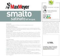 Smalto Satinato All'Acqua Poliuretanico, Colore Nero, 0.75L