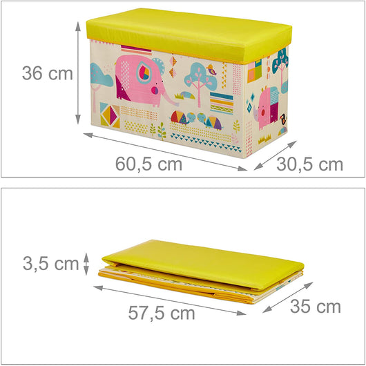 Sgabello contenitore per giocattoli, pouf portaoggetti per bambini giallo 13_0002763_2