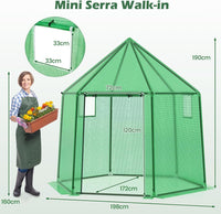 Mini Serra Portatile da Esterno per Inverno con Copertura in PE, Telaio in Metallo Anti-ruggine Rivestito in PE, Porta con Cerniera Arrotolabile e Finestre, Serra per Giardino e Cortile