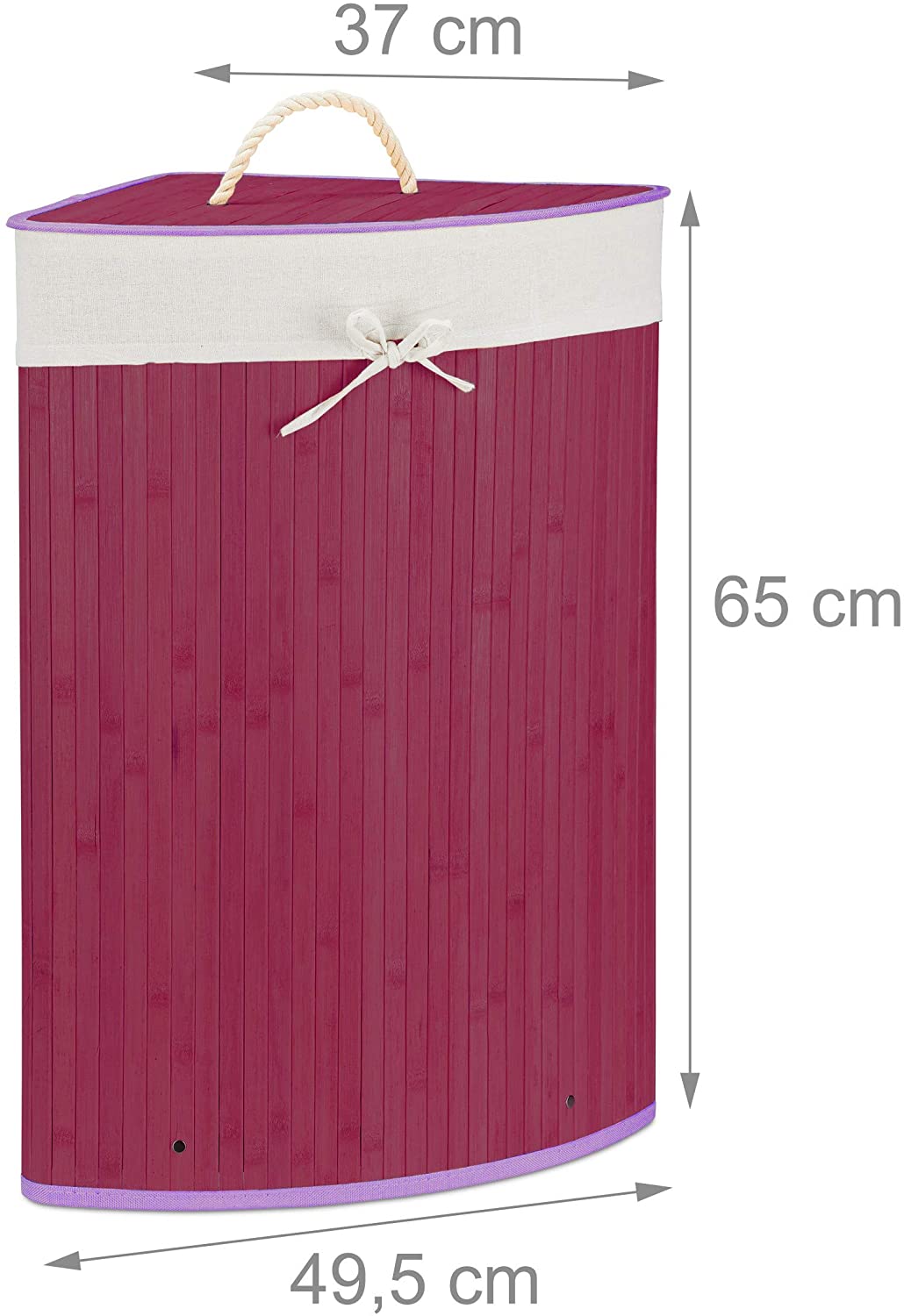 Portabiancheria pieghevole pieghevole con borsa triangolare 65 cm bambù viola 13_0001902_2