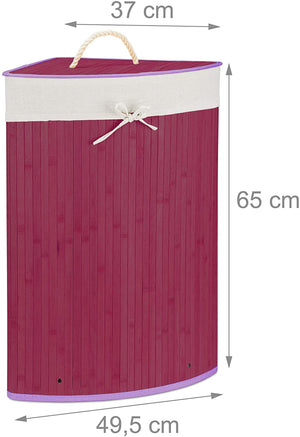 Portabiancheria pieghevole pieghevole con borsa triangolare 65 cm bambù viola 13_0001902_2