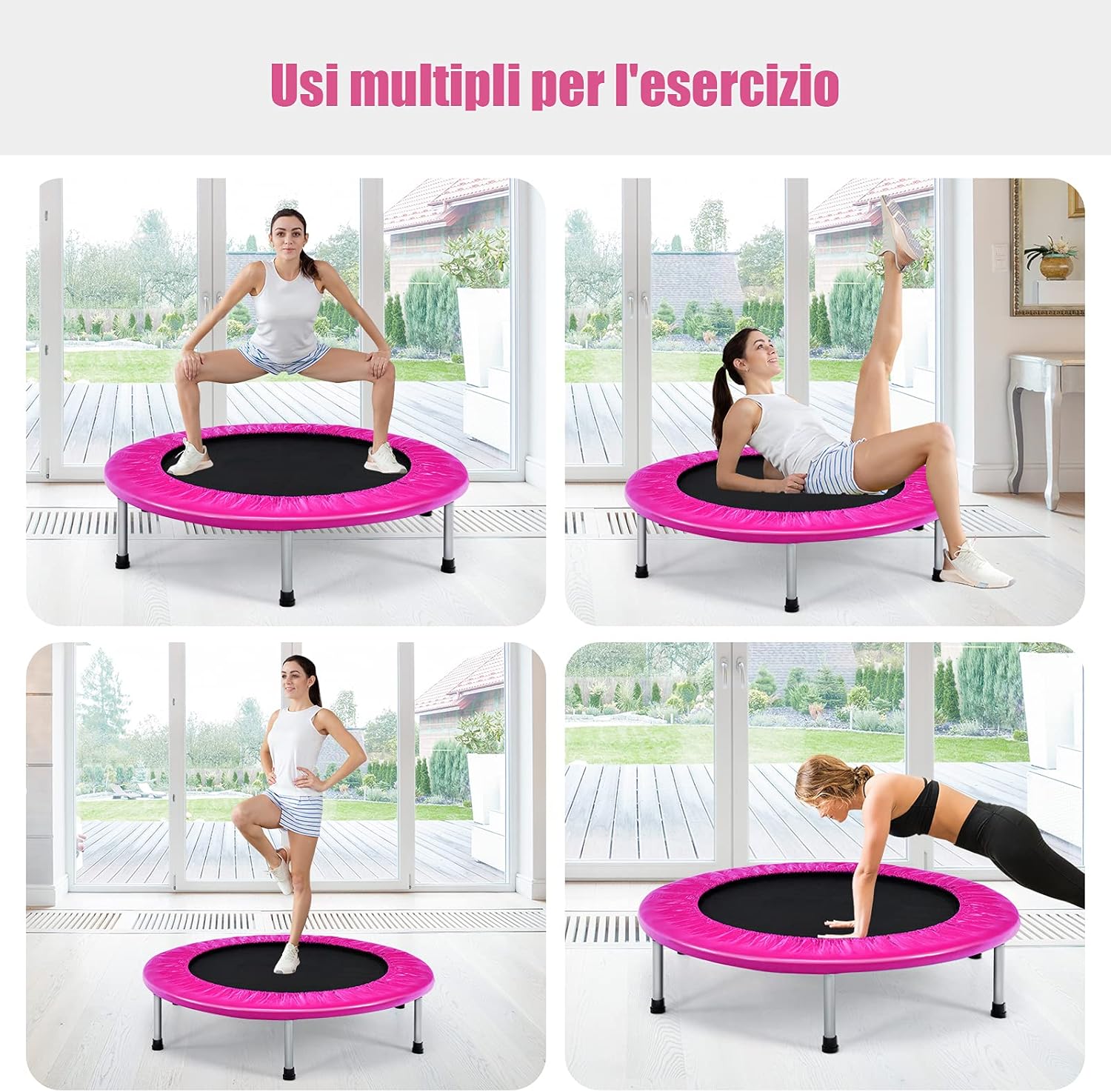 Mini Trampolino Elastico e Pieghevole, Capacità di Carico 150 kg, per Interno ed Esterno