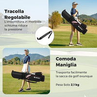 Borsa da Golf per Carrello con 14 Scomparti, Organizzatore Portatile per Mazze da Golf con Tasca Frigo, Tracolla Regolabile, Cappuccio Antipioggia e Porta Ombrello per Uomo e Donna