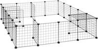 Recinto per animali di piccola taglia box espandibile gabbia griglia gabbia rete metallica conf. da 24 pz nero 13_0000964