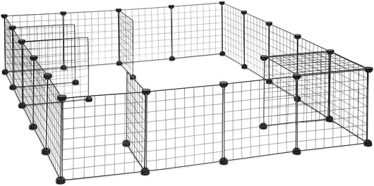 Recinto per animali di piccola taglia box espandibile gabbia griglia gabbia rete metallica conf. da 24 pz nero 13_0000964