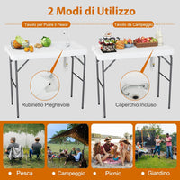 Tavolo da Campeggio Portatile, Tavolo Pieghevole con Lavello, Rubinetto Girevole a 360° e Tubo di Scarico, Portata 150 kg, 108 x 58 x 93 cm