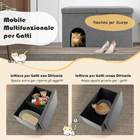Mobile per Lettiera per Gatti, Panca Portaoggetti con Tappetino Impermeabile e Filtro al Carbone per il Controllo degli Odori e Coperchio Ribaltabile, 90 x 50 x 50 cm(Grigio)
