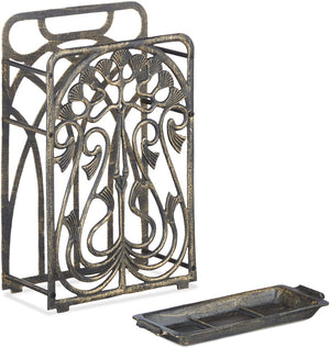 Portaombrelli vintage in fusione di alluminio retrò antico vintage raccogli acqua 48,5 bronzo 13_0002222