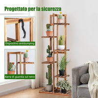 Scaffale per Piante da Interno ed Esterno, Porta Fiori di Legno a 5/6 Livelli, Porta Vasi per Giardino, Balcone e Soggiorno (6 livelli)