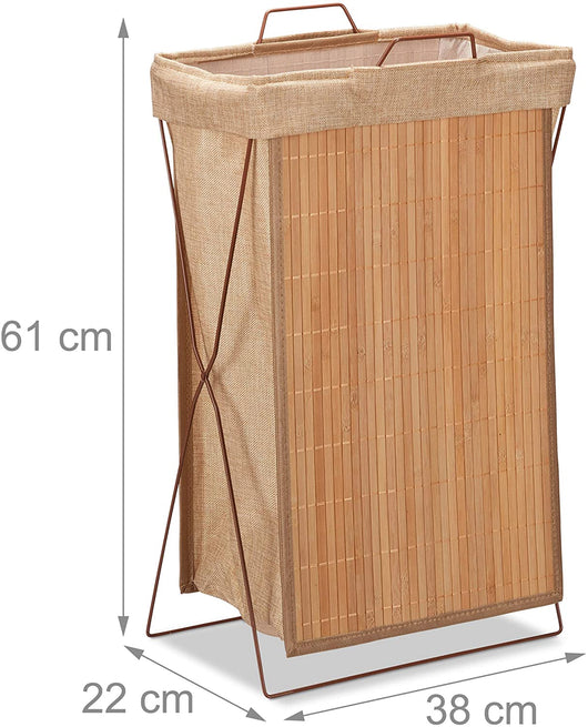 Cesto in bambù cesto 40 litri cesto pieghevole portabiancheria manico pieghevole 61 cm natura 13_0001911