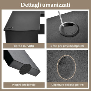 Scrivania Angolare per Computer con Ripiani, Scrivania Porta PC in Legno, Scrivania Salvaspazio e Moderna per Ufficio e Studio, 130 x 130 x 72,5 cm, Nero (Nero)