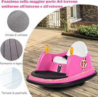Veicolo Elettrico Macchina Elettrica Design Autoscontro per Bambini, Girevole a 360°, con Luci e Musica, con Telecomando, per Bambini 2-5 Anni (Rosa)