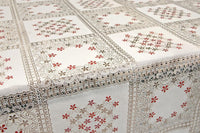 Tovaglia Plastificata 137x100 cm Ricamata Pizzo 3D Copritavolo Antimacchia Idrorepellente Dis.F