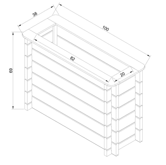 L'aiuola di giardino sopraelevata in legno - 100x38x69 cm - Timbela M613