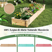 Lettino da Giardino Elevato in Legno con 2 Scatole per Piante e Separatori, Fioriera da Giardino Rialzato in Legno Massiccio da 228 cm per Fiori, Verdure, Frutta e Erbe