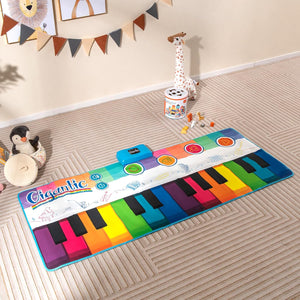 Tappeto da Ballo Piano per Bambini, Tappeto Musicale con 8 Suoni di Strumenti, Tastiera Pianoforte Colorata e Musica, Registrazione e Riproduzione, Giocattolo Educativo per Bambini 3+ Anni