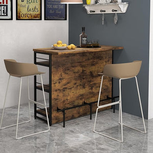 Isola per Cucina con Ampio Piano di Lavoro, Mobile da Cucina con 3 Ripiani Aperti, Poggiapiedi e Piedini Regolabili, Struttura in Metallo, per Cucina, Soggiorno, 120 x 60 x 101cm (Marrone)