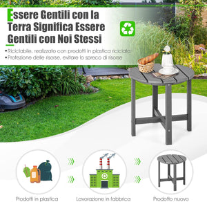 Tavolino da Giardino Rotondo per Esterno, Tavolo Adirondack in HDPE Resistente alle Intemperie, per Interno ed Esterno Patio, Portico, Giardino, Facile Manutenzione (Rotondo, Grigio)