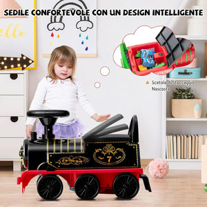 Trenino Elettrico per Bambini, Treno Giocattolo con 16 Pezzi di Binari, con Luci e Suoni, Scatola di Stoccaggio, Regalo per Bambini Anni 3+, Nero
