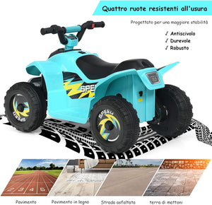 6V Quad Elettrico per Bambini, Mini Quad da Spiaggia con Funzione Avanti/Indietro, Velocità Massima 4,6 km/h, Regalo per Bambini 3 Anni+ (Blu)