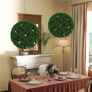 Set di 2 Sfere Topiarie Artificiali da 52 Cm, Piante Finte Sferiche con 20 Fascette, Protette dal Sole, Decorazione da Esterno e Interno per Cortile, Portico, Casa e Festa