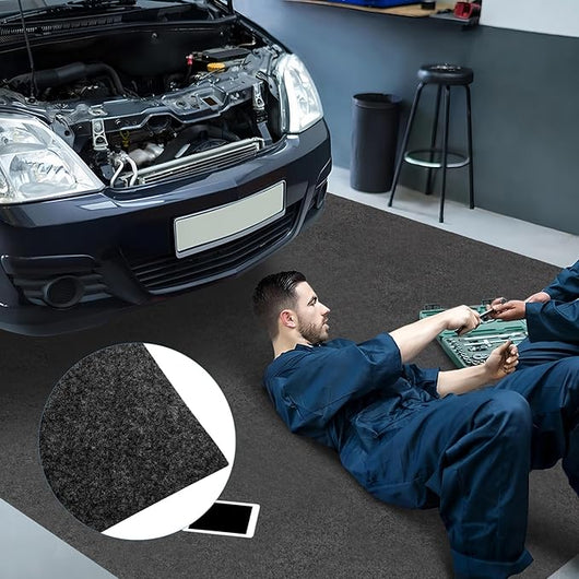 Tappetino per Pavimento del Garage, 252,5 x 221 CM, Assorbente per Perdite d'olio, Riutilizzabile e Lavabile, Protegge il Pavimento del Garage e della Bottega, Fondo Antiscivolo e Impermeabile