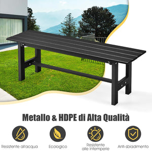 Panchina da Esterno con Sedile HDPE, Panca da Giardino con Telaio in Metallo Verniciato a Polvere, Panchina da Giardino, Parco e Balcone, Portata 300 kg, 120 x 36 x 40,5 cm (Black)