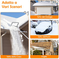 Restrello da Neve per Tetto Lungezza 193-619 cm, Rastrello per Neve Telescopico con 2 Ruote, Restrello in Alluminio Allungabile con 4 Asta Rimozione Neve per Tetto con Tessuto PE