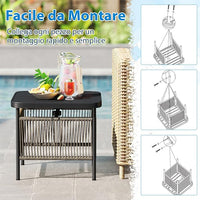 Tavolino da Giardino con Foro per Ombrellone 4 cm, Tavolino da Patio per Veranda, con Gambe in Metallo, Portata 50 kg