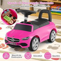 Mercedes Benz Macchinina Cavalcabile a Spinta per Bambini, Auto da Gioco con Volante Clacson e Suono, Spazio di Archiviazione, Auto a Spinta per bambini 1-3 Anni (Rosa)